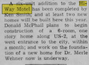 Hi-Way Motel - May 1954 6 Unit Addition (newer photo)